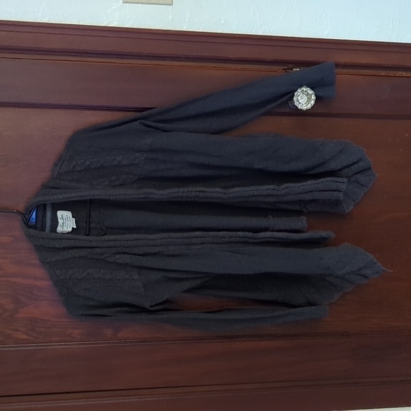 Lucky Brand Lucky Lotus Long Sleeve Dark Gray Open Front Cardigan Size Large - Picture 1 of 8